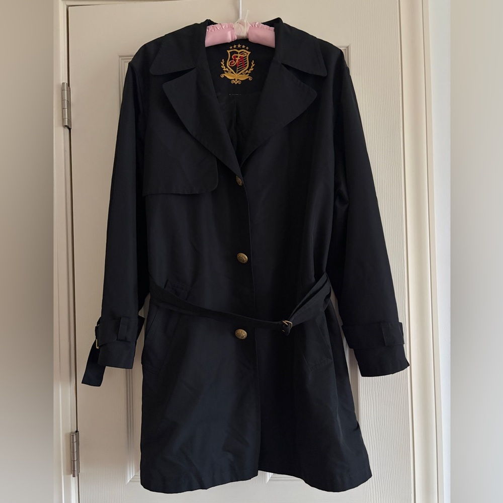 Mondi Classic Vintage Black Trench Coat Women Size Large
